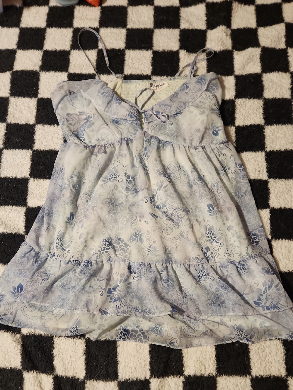 No Boundaries Light Blue Floral Ruffle Sundress